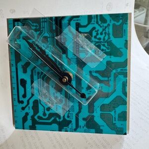 NWT Circuit Board tabletop Clock teal